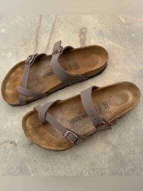 Birkenstock Mayari Sandals Mocha Brown Birkibuc Size 39 US 8-8.5